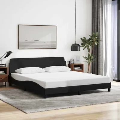 vidaXL Cadru de pat, Dover, negru, 160x200 cm, textil
