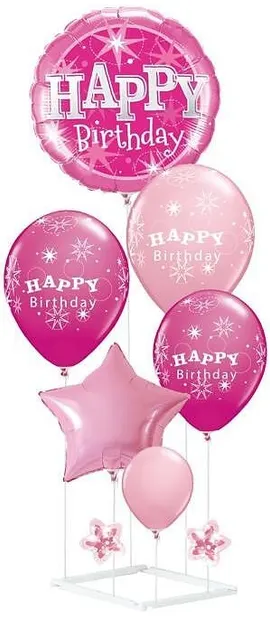 Set de baloane PartyGo - Happy Birthday, 6 buc, roz