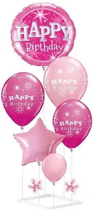 Set de baloane PartyGo - Happy Birthday, 6 buc, roz