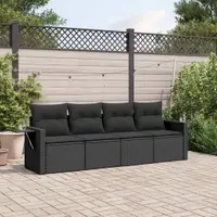 Gossi set mobilier de gradina cu perne, 4 piese, negru, poliratan