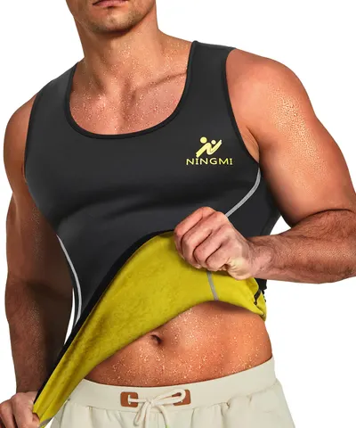 Maiou Fitness pentru slabit barbati SlimBody, Neopren, All Black