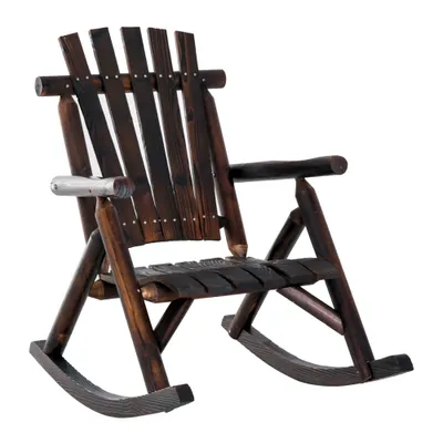 Outsunny Scaun Balansoar de Gradina Adirondack in Stil Country, Lemn de Brad 97x71x100cm Culoare Lemn Carbonizat