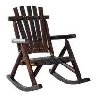 Outsunny Scaun Balansoar de Gradina Adirondack in Stil Country, Lemn de Brad 97x71x100cm Culoare Lemn Carbonizat