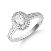 Inel din aur alb cu diamant oval de 0.2ct si diamante de 0.1ct