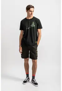 Tricou unisex de bumbac cu imprimeu - Verde/Negru stins