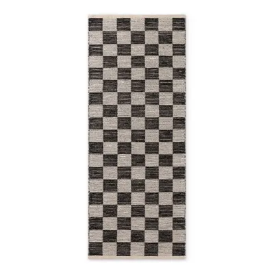Covor tip traversă negru/crem reversibil/țesut manual din amestec de iută 80x300 cm Rex – Hanse Home