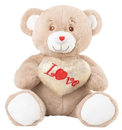 Jucărie de pluș Amek Toys - Ursuleț de pluș cu inimă, bej, 24 cm