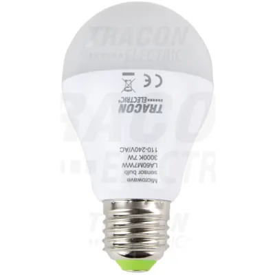 Sursa de lumina LED cu detector de miscare incorporat LA60M7WW 110-240 V, 50/60 Hz, 7W,600lm,2700K,360°,60s,5m