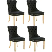 Set de 4 scaune de sufragerie tapițate în catifea, Negru | Aosom Romania