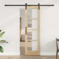 vidaXL Ușă glisantă ORKDAL Natural și Negru 61 x 198,5 cm