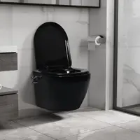 Gossi vas wc suspendat fara rama cu functie de bideu, negru, ceramica