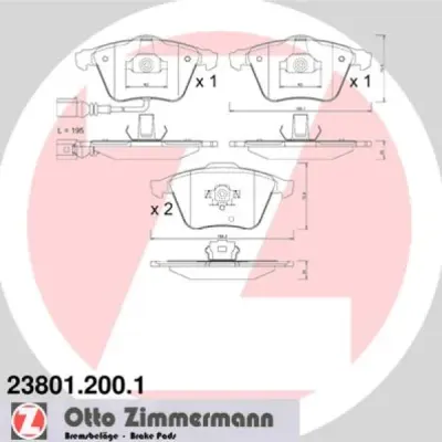 Set placute frana, frana disc ZIMMERMANN 23801.200.1