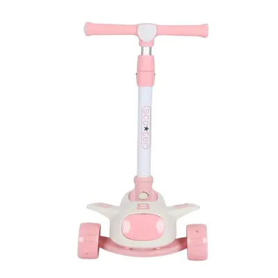 Trotineta pentru copii Nichiduta BellaRide pink, cu ghidon ergonomic din aluminiu ajustabil in inaltime, cu lumina si muzica, frana spate complet inchisa, dimensiune 72 x 29 x 58 cm