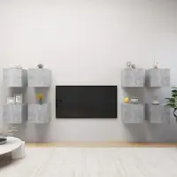 vidaXL Dulapuri TV suspendate, 8 buc., gri beton, 30,5x30x30 cm
