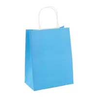 Pungi din Hartie cu Manere, Albastru Deschis, Interior Alb, 32 x 12 x 41 cm, 100 Bucati