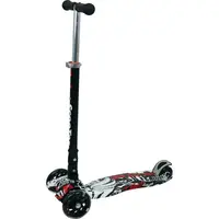 Trotineta copii, Free2Move Zik Zak cu lumini LED pentru baietei, Pliabila si compacta, Platforma antiderapanta, Ghidon reglabil, Rulmenti ABEC-7, Varsta 3 - 6 ani, Black