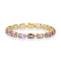 Bratara tennis din aur galben cu ametrine octogonale de 24.3ct si diamante de 0.4ct