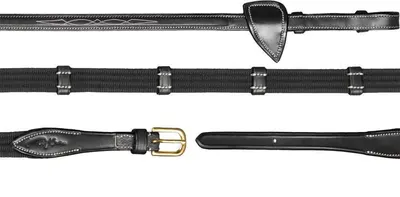 Dy'on 5/8 Web Reins With 9 Leather Loops Zwart