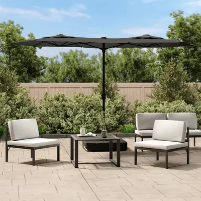 Gossi umbrela de soare cu doua capete, antracit, 316x240 cm