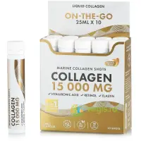 Colagen Marin Hidrolizat Lichid Tip 1 si 3 + Retinol 800 mcg + Acid Hialuronic 50 mg + Elastina 10 mg + Vitamine + Minerale + Organic Superfood Fructe si Legume 10 fiole buvabile