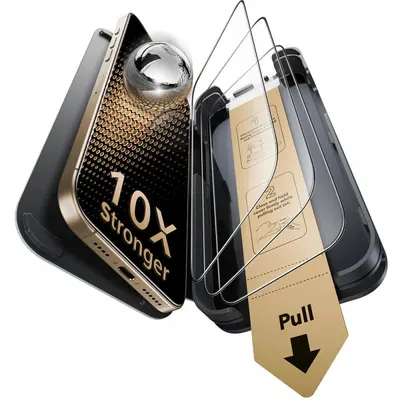 Folie de protectie Ecran ESR Corning UltraFit pentru Apple iPhone 17 Pro Max, Sticla Securizata, Full Glue, Set 3 bucati, Neagra