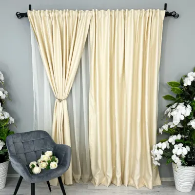 Set 2 Draperii Soft Touch -200cm x 232cm , Rejansa pt bara , Crem