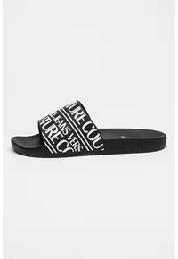 Papuci cu imprimeu logo - Negru/Alb optic