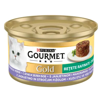 Hrana umeda pentru pisici Gourmet Gold, Miel si Fasole Verde, 85 g 85g