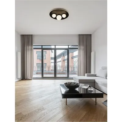 Plafoniera VELNA Nisipiu Negru Aluminiu Opal Sticla LED 52 Wat 220 Volt 2080Lm 3000K IP20