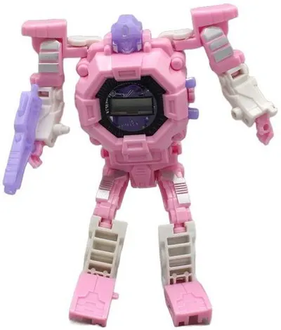 Ceas electronic pentru copii Raya Toys – Robot Transformabil, roz