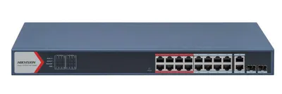 Switch 16 porturi POE Hikvision DS-3E1318P-EI(B), L2, Smart Managed, 16 × 100 Mbps PoE RJ45 ports si 2 × porturi gigabit, Putere