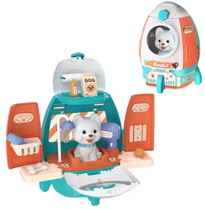 Set de joacă Raya Toys - Cățeluș într-un rucsac