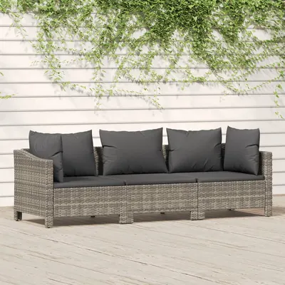 Gossi set mobilier de gradina cu perne, 3 piese, gri, poliratan