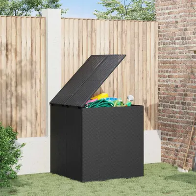 vidaXL Ladă grădină pentru perne, negru, 100x97,5x104 cm, ratan PE