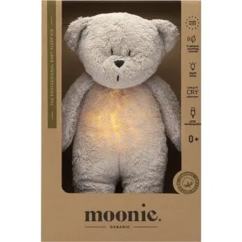Moonie Bear 2.0 Organic Grey jucărie de adormit cu melodie