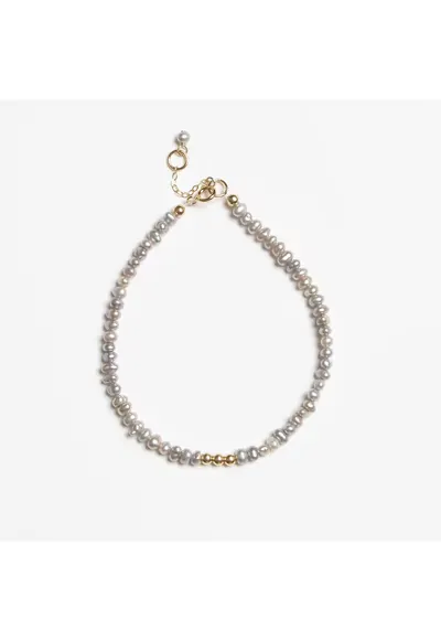 Bratara din perle gri naturale 3.5 mm si aur filat 14K - Cella
