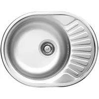 Chiuveta bucatarie inox leinen cu picurator semirotunda, 58x45 cm, Deante Twist