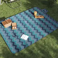 Gossi patura de picnic pliabila, val albastre, 200x150 cm catifea