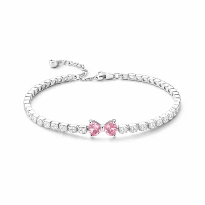 Bratara Tennis Pink Bow cu Argint