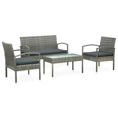 Gossi set mobilier de gradina cu perne, 4 piese, gri, poliratan