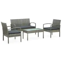 Gossi set mobilier de gradina cu perne, 4 piese, gri, poliratan