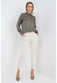 Pantaloni crop slim fit eleganti - Bej