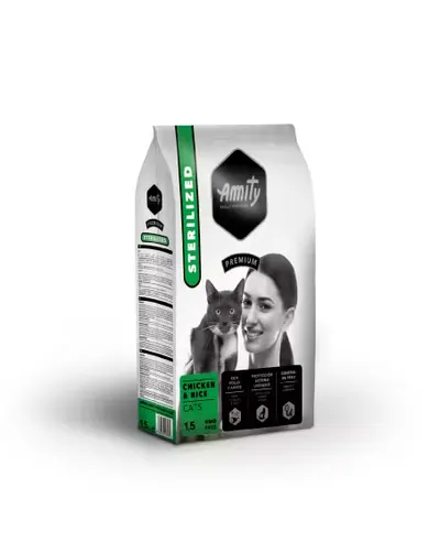 Hrana Uscata Pisici, Amity Premium Cats, Adult Sterilised, Pui si Orez, 10 kg