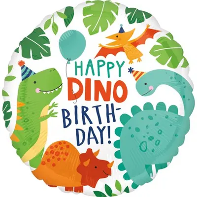 Balon folie happy dino birthday 43 cm Amscan AM4066701
