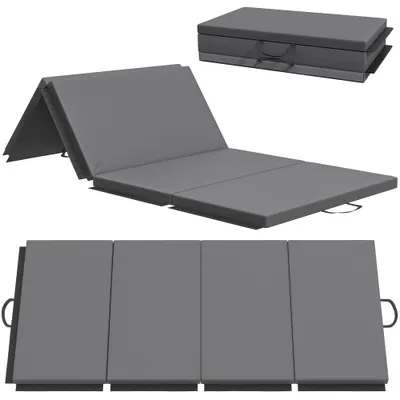 HOMCOM Covoraș de Gimnastică Pliabil și Antiderapant 180x80x5 cm Gri | Aosom Romania