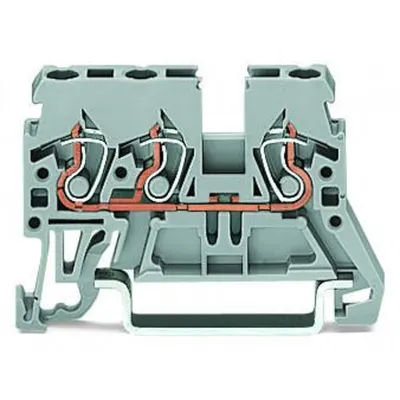 3-conductor through terminal block; 2.5 mm²; lateral marker slots; for DIN-rail 35 x 15 and 35 x 7.5; CAGE CLAMP®; 2,50 mm²; gray