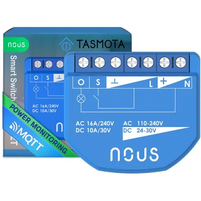 Releu wireless Nous B2T PM, 16A, Tasmota, Matter, Monitorizare energie - 1 canal, ESP32
