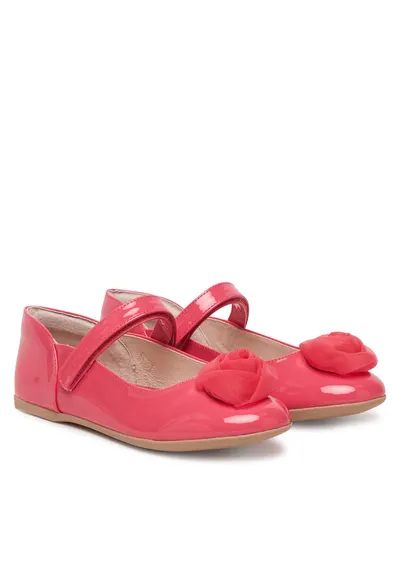 Pantofi copii - balerini - velcro - roz - piele ecologica