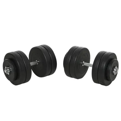 HOMCOM Gantere Reglabile de 50 kg pentru antrenament cu 12 Discuri Cauciucate, 8 x 5 kg si 4 x 1.5 kg, negru| Aosom Romania