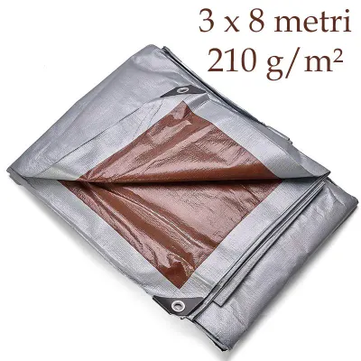 Prelata de protectie premium, 210 g/mp, 3x8 m, multifunctionala, rezistenta UV, apa si inghet